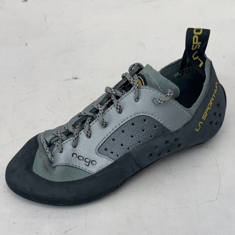 La Sportiva Nago Climbing Shoes Womens 5.5 Gray Vibram XS Edge Rock Bouldering